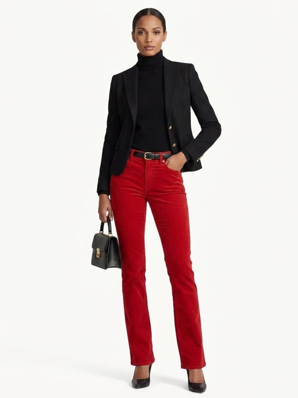 Ralph Lauren Sport Women's Red Corduroy Slim Leg Stretch Cotton Pants Size 6